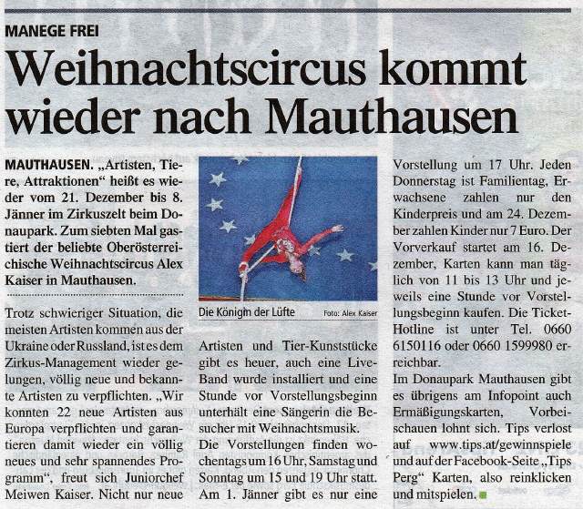 Programm 2022 Mauthausen – Aufnahme aus der Circus-Fotogalerie