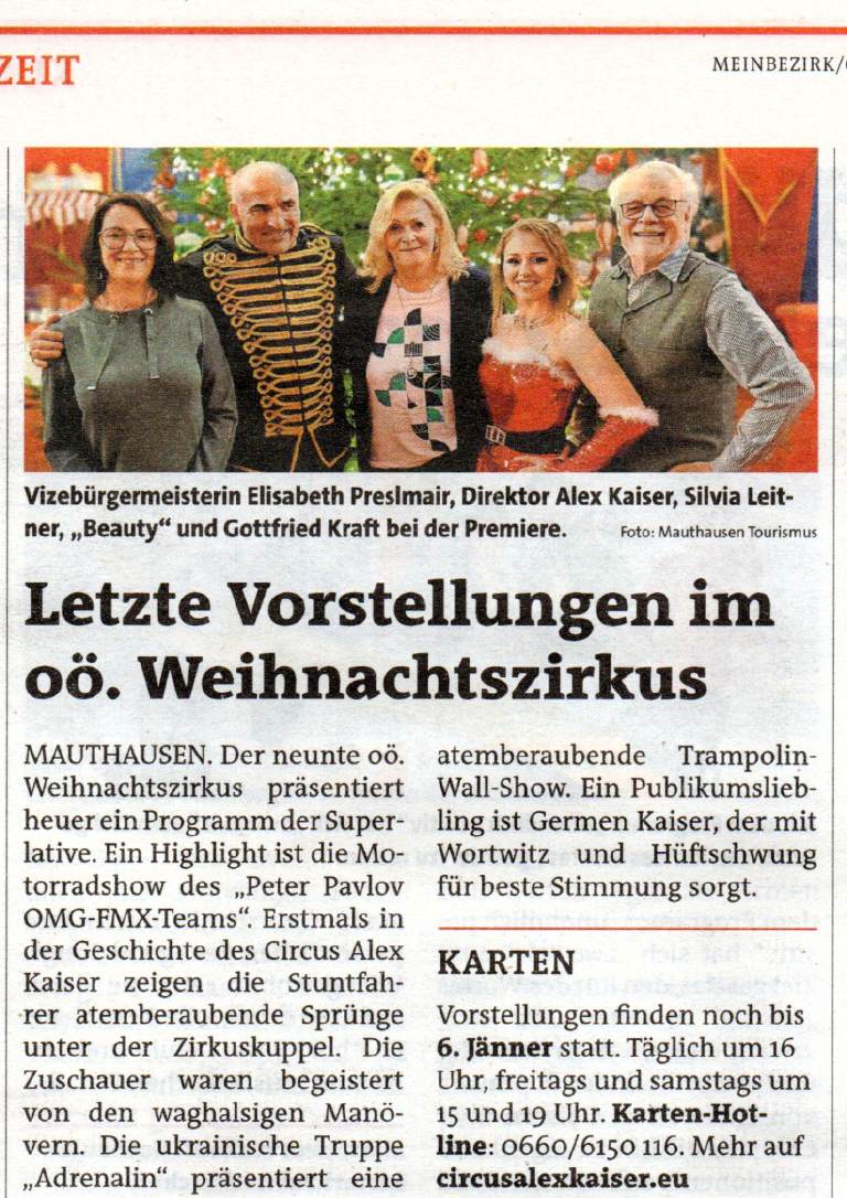Pressemeldungen – Aufnahme aus der Circus-Fotogalerie